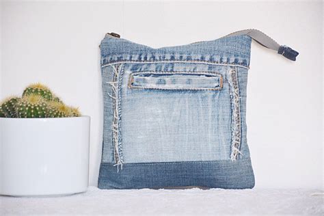 Denim Clutch Bag With Cotton Lining Recycled Denim Etsy Denim