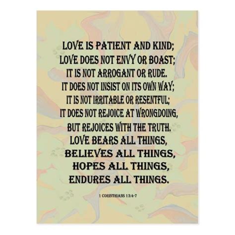 1 Corinthians 13:4-7 love Postcard | Zazzle.com