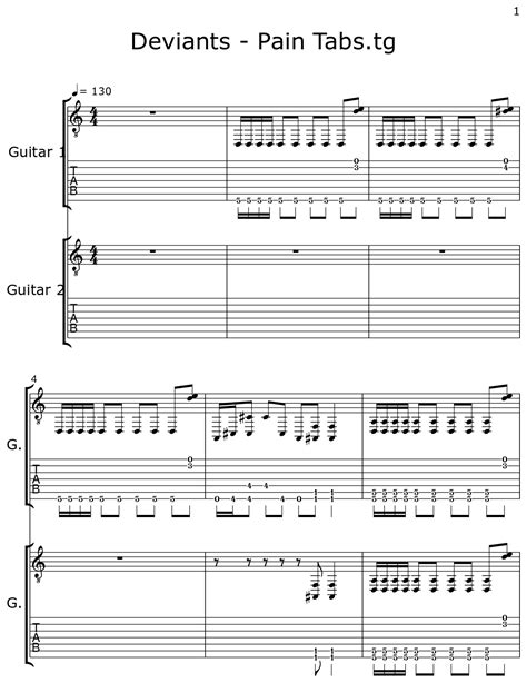 Deviants Pain Tabs Tg Sheet Music For Distortion Guitar