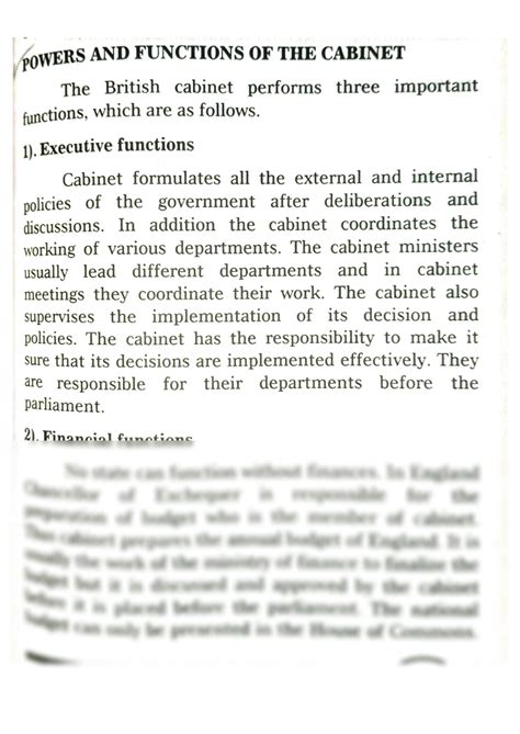 SOLUTION: Powers and functions of british cabinet - Studypool