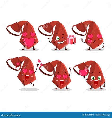 Rode Stropdas Tekenfilm Met Liefde Schattig Emoticon Vector Illustratie