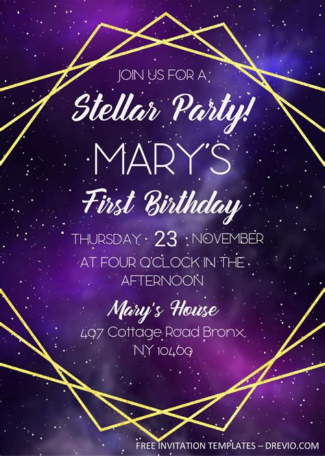 Galaxy Birthday Invitation Templates Editable With Ms Word Download Hundreds Free Printable