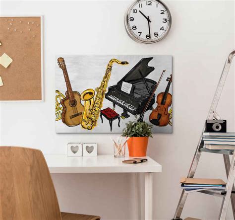 Painting music instruments canvas print - TenStickers