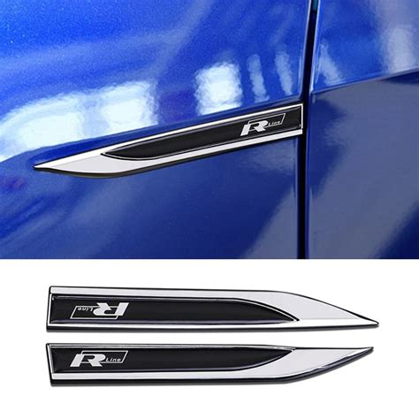 2pcs 3D Metal Rline R Line Logo Car Fender Side Wing Emblem Badge