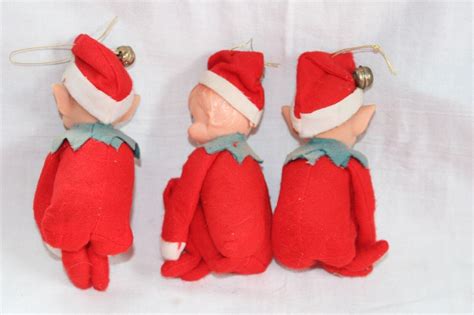 Lot Of Vintage Christmas Knee Hugger Elf Japan Red Green Bells