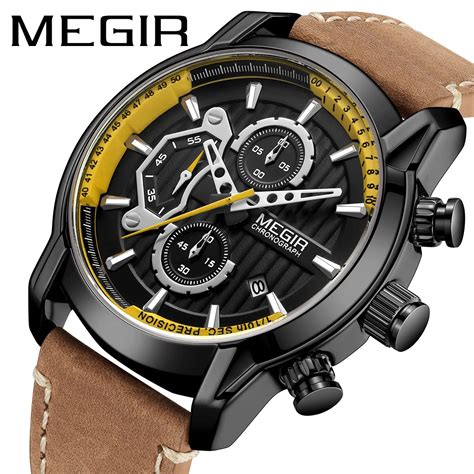 Megir Reloj De Pulsera Deportivo Luminoso Para Hombre Cron Grafo De