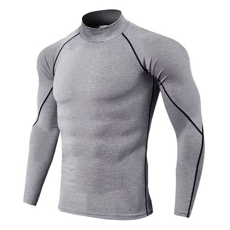 Men Bodybuilding Sport T Shirt Quick Dry Running Shirt Long Sleeve