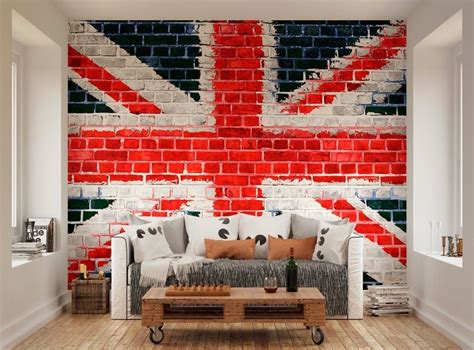 Ohpopsi Union Jack Street Art On Brick Wall Mural Brick Wallpaper