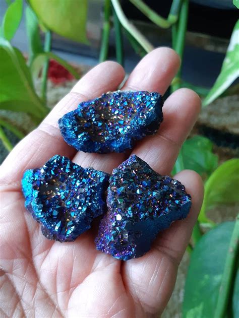 BLUE AURA/ Cobalt Aura Quartz Druzy Description under | Etsy