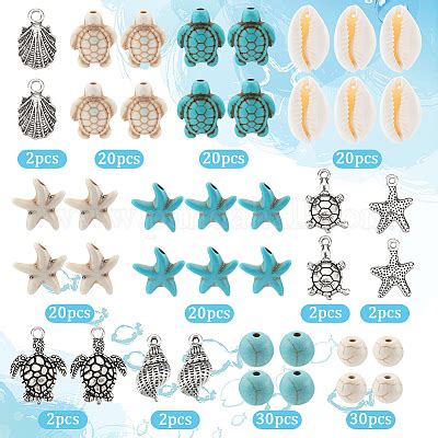 Wholesale SUNNYCLUE 1 Box 170Pcs Turtle Beads Boho Style Starfish Beads