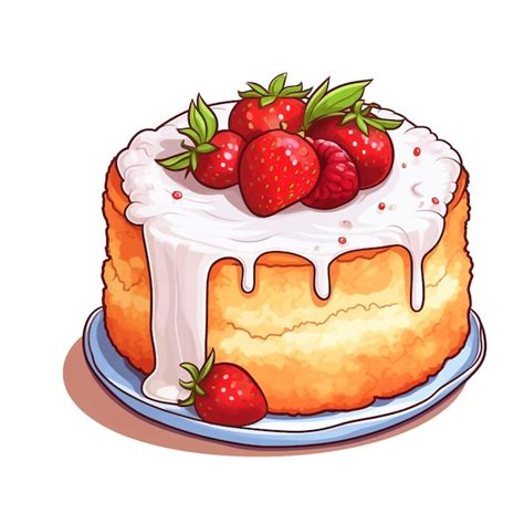 Chiffon Cake Aquarell Vektor Clipart mit weißem Hintergrund Premium