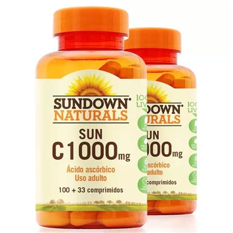 Kit 2 Vitamina C 1000mg Sundown Naturals Com 100 Tablets Sabor Sem Sabor Parcelamento Sem Juros