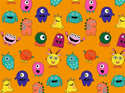 Pattern cute and funny little monsters by Daria on Dribbble