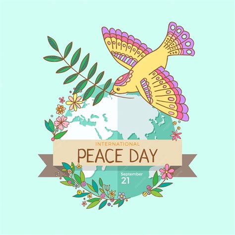 Premium Vector International Peace Day 21 September Peace Dove With