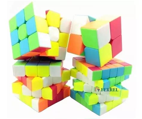 Cubos Rubik Qiyi 2x2 3x3 4x4 5x5 Stickerless Paquete 4 Color De La