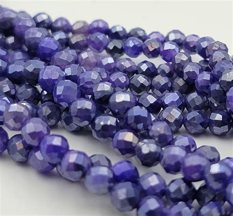 Aaa Micro Faceted Natural Lavender Blue Mystic Moonstone Loose Beads