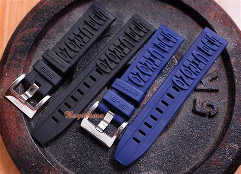 Jual Mm Tali Jam Tangan Karet Hitam Biru Sub Chrono Rubber Strap Di