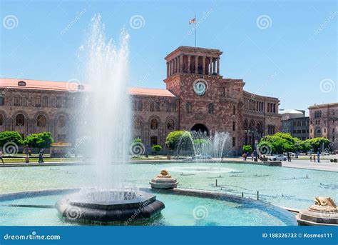 Yerevan is a Fountain on Republic Square in the City Center Stock Image ...