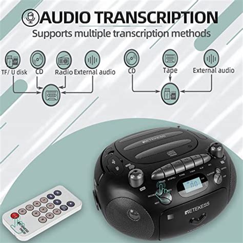 Retekess TR630 CD And Cassette Player Combo Portable Boombox AM FM