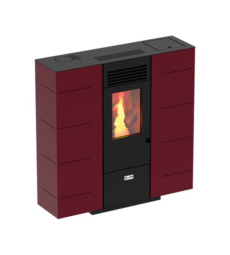 Stufa A Pellet Canalizzata Salvaspazio Slim C Bordeaux Kw