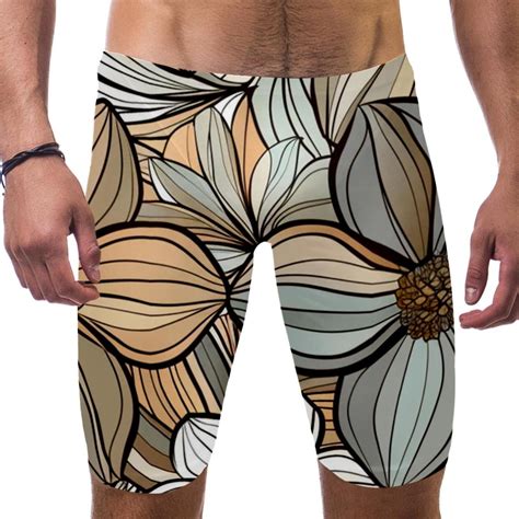 Swim Jammers For Men Mens Jammers For Swimming Modern Flower Gray