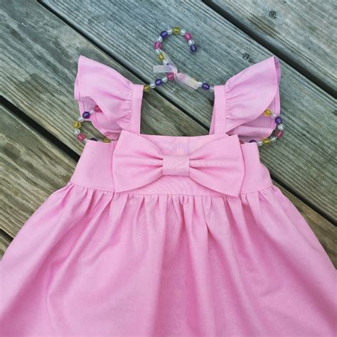 baby pink puffy sleeves big bow dress simple girls bow dress baby