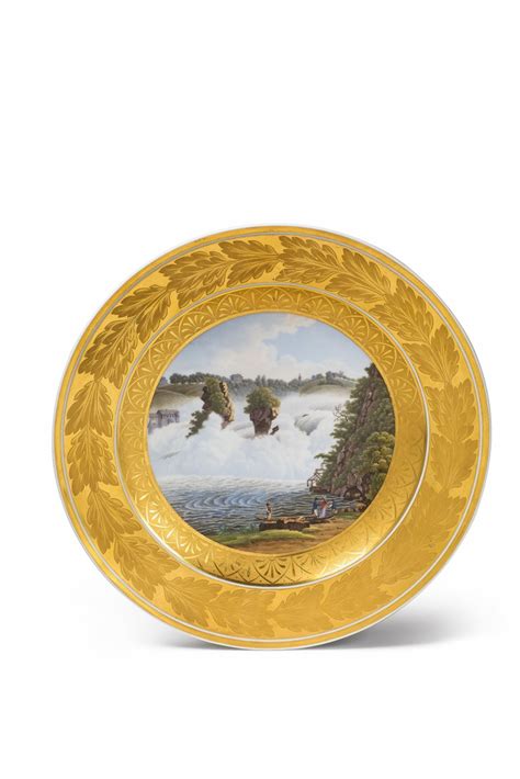 A Berlin KPM Porcelain Plate With A View Of The Waterfall At