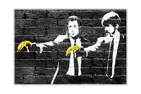 New Banksy Pulp Fiction Bananas Framed Canvas Prints Home Etsy