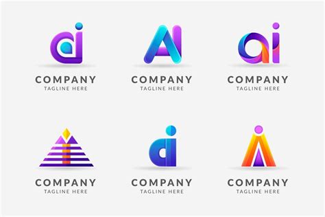 Free Vector | Gradient ai logo template collection