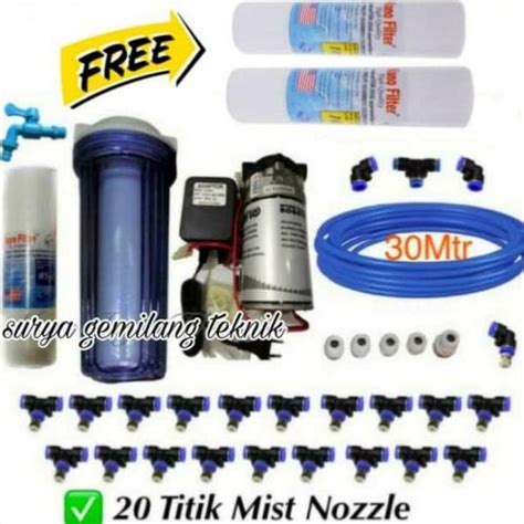 Jual Mesin Embun Walet Lengkap Set 20 Titik Nozzle Sprayer Misting