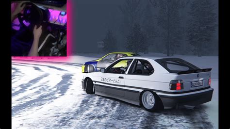 Tandem Drifting Bmw E36 Compact Szulburgring Zimowy Assetto Corsa Thrustmaster T300 Rs