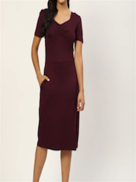 Buy Brinns Burgundy A Line Midi Dress Dresses For Women 17969058 Myntra