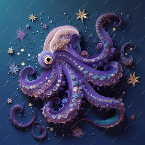 Premium AI Image | A purple octopus with a purple face and a star on ...