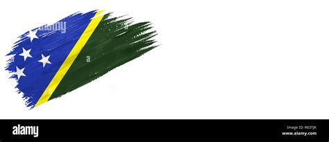 Brushes Painted Flag Hand Drawn Style Flag Of Solomon Islands Isolated