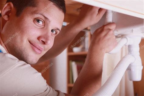 Plumber Repairing Water Leak Stock Photo Photography