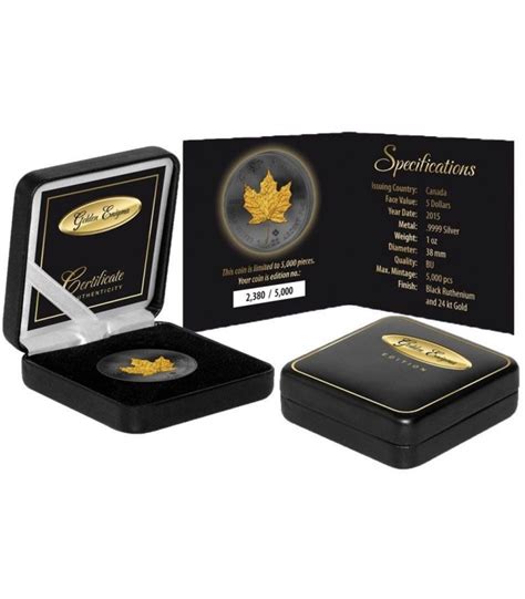 Canada Golden Enigma Black Ruthenium Maple Leaf Oz Gilded