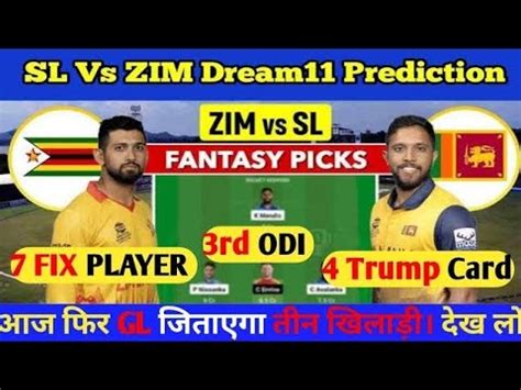 SL Vs ZIM Dream11 Team Today Prediction Sri Lanka Vs Zimbabwe Dream11