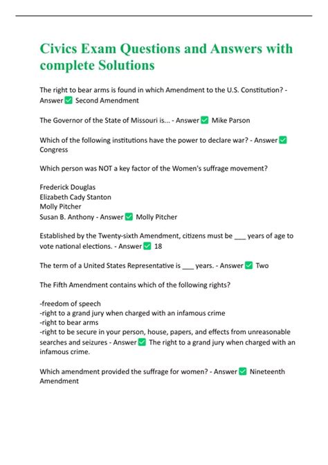 American School Social Civics Exam 2 Answers 4
