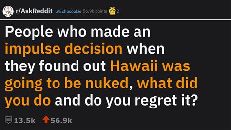 People Reveal What They Did During The Hawaii False Missile Alert R Askreddit Youtube