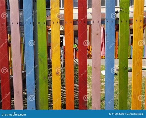 Multicolor Wooden Fence Rainbow Painted Stock Photo Image Of Fence