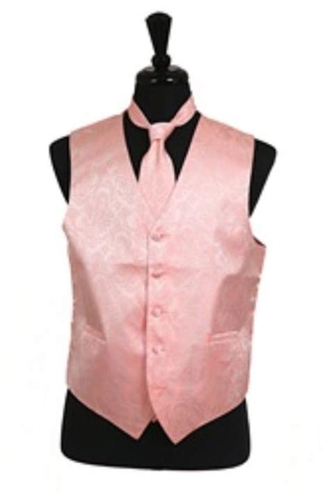 Paisley Tone On Tone Vest Tie Set Peach