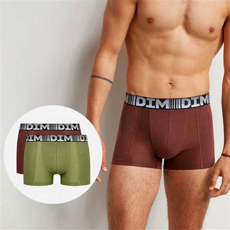 Dim Lot De Boxers Homme Coton D Flex Air Kaki Bordeaux