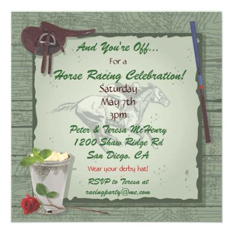 Horse Racing Party Invitation 5.25" Square Invitation Card | Zazzle