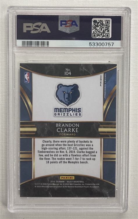 Panini Select Premier Level Silver Prizm Brandon Clarke