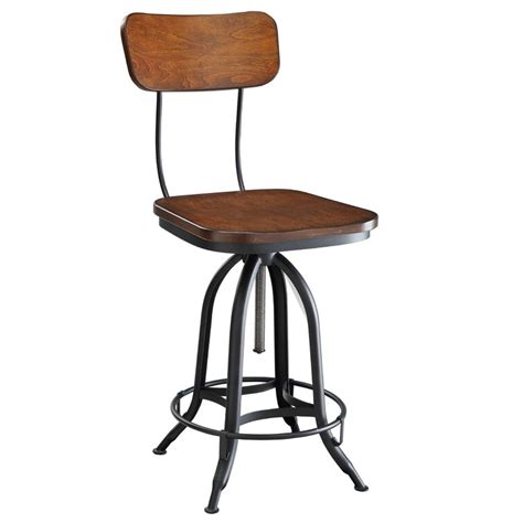 Williston Forge Tabouret de bar pivotant à hauteur réglable en bois