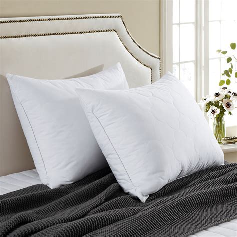 PUREDOWN Natural Memory Foam Goose Feather Bed Pillows, 100% Cotton Co ...