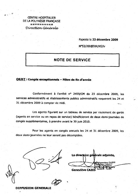 Personnel Note De Service Horaire De Travail Calaméo Drh Paie Note