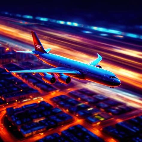 Premium Photo Airplane Flying Over City Long Exposure Dynamic Motion