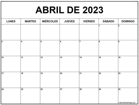 Abril De 2023 Calendario Gratis Artofit