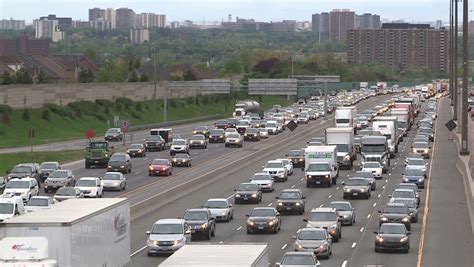 Toronto Ontario Canada April 2015 Rush Hour Traffic Jam On Highway